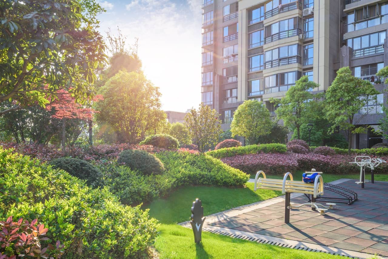 Commercial property with professionally designed landscape