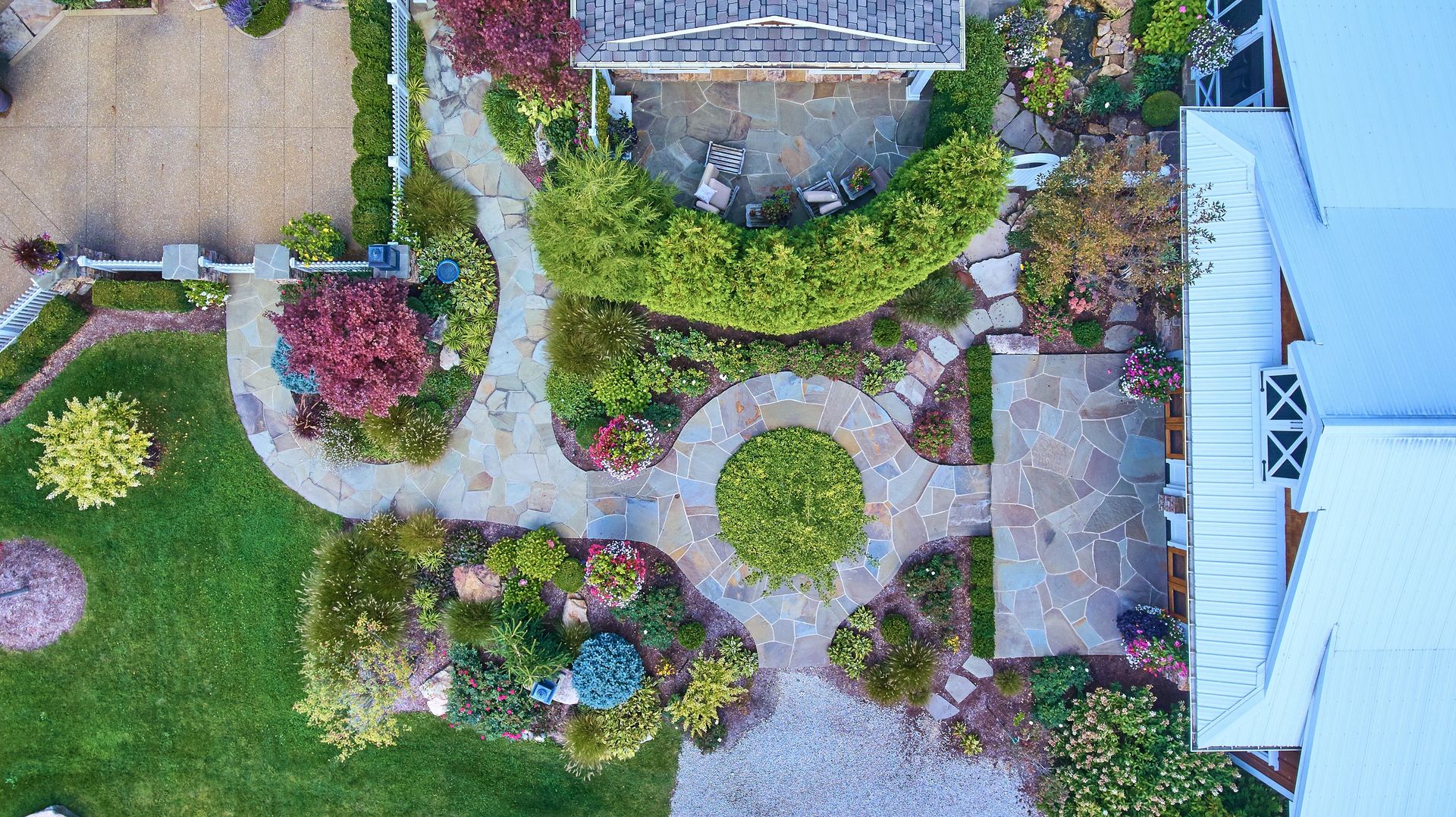 Outdoor living space with professional hardscaping