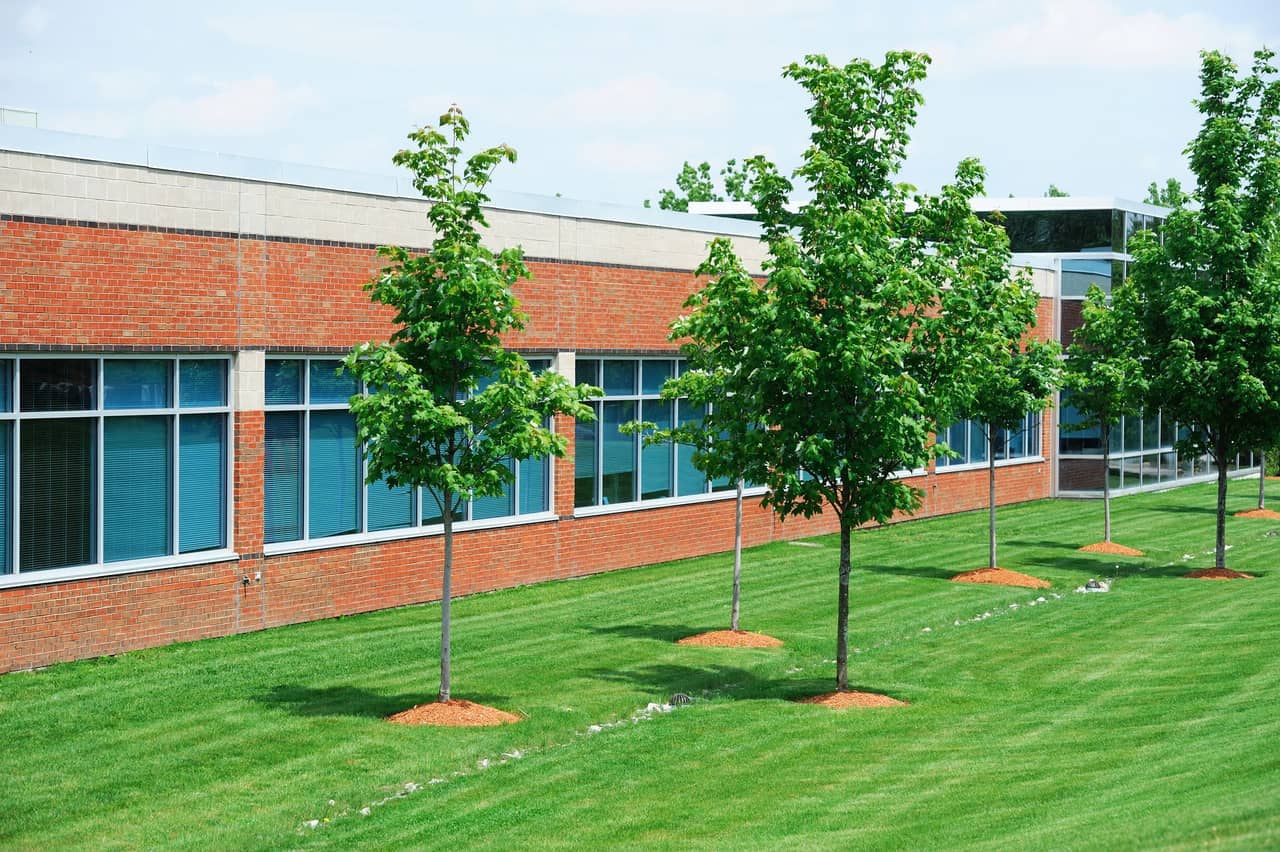 Commercial property lawn maintenance service